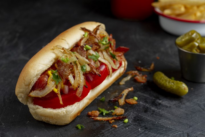 Chutný a šťavnatý hamburger s mäsom prvotriednej kvality